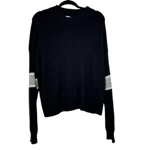 John Jenn Black Grey Pullover Sweater Womens L Academia Fall Casual Preppy